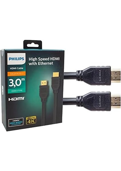 Yüksek Hızlı 4K 60 Hz HDMI ve Ethernet Kablosu 3 Metre, Siyah fiyatları