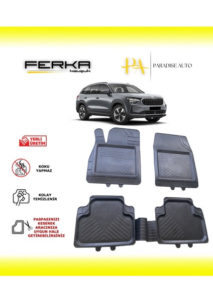 Skoda Kodiaq 2 2024 ve Üstü Uyarlanabilir Universal Havuzlu Paspas