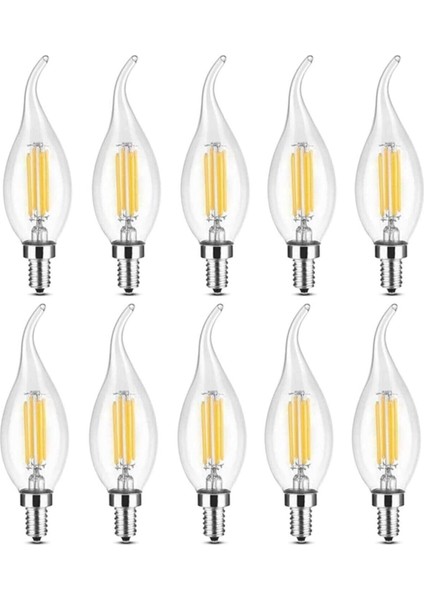 LED Ampul 4W E14 Ince Duy Dimmerli Gün Işığı 3200K 10 Adet Lambam ERD23KIVRIK Mum Ampul