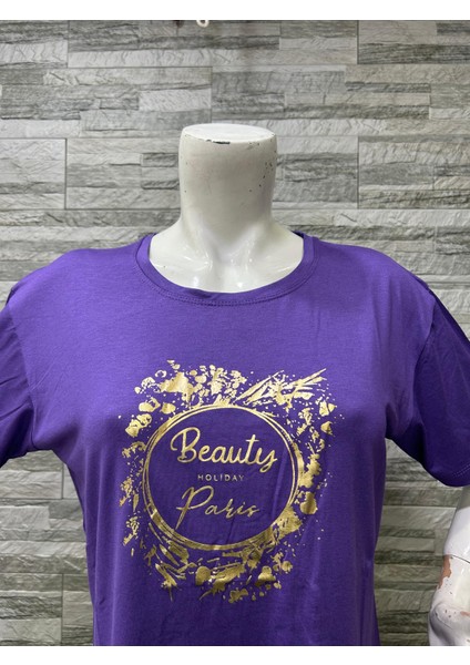 Büyük Beden Yeni Sezon Rahat Konfor Modeli Baskılı Kısa Kollu Penye T-Shirt modelleri