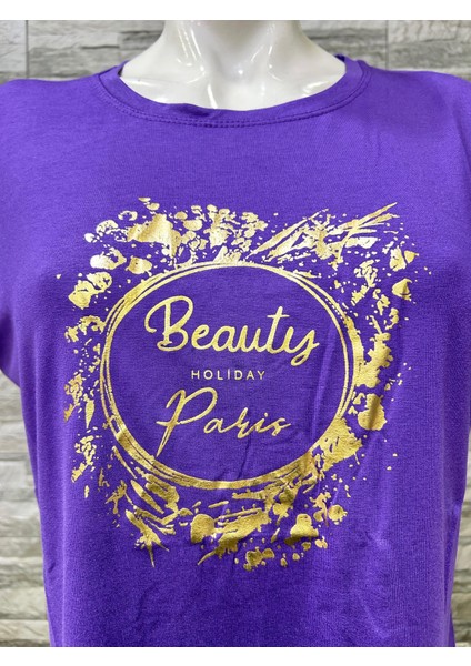 Büyük Beden Yeni Sezon Rahat Konfor Modeli Baskılı Kısa Kollu Penye T-Shirt indirimleri