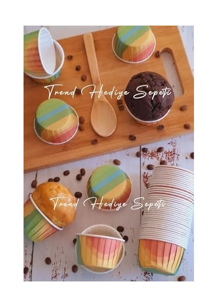 Hediye Sepeti 50&apos;li Gökkuşağı Muffin Kek Kalıbı, Kek Kapsülü Cupcake Kalıbı, Airfryer Uyumlu fiyatları
