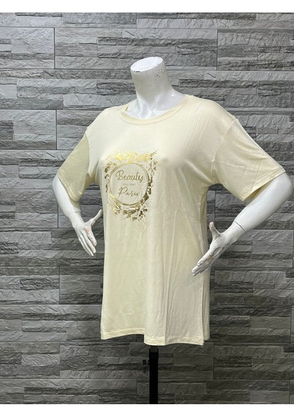 Büyük Beden Yeni Sezon Rahat Konfor Modeli Baskılı Kısa Kollu Penye T-Shirt fiyatları