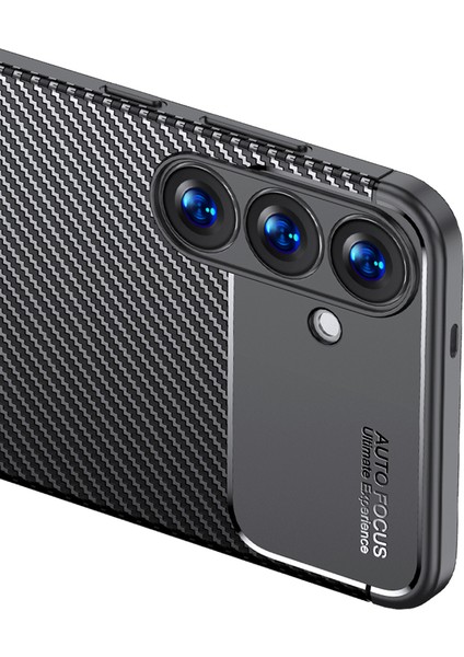 Galaxy S25 Plus Kılıf Kamera Korumalı Karbon Desenli Lux Negro Silikon - Siyah + Tam Kaplayan Ekran Koruyucu