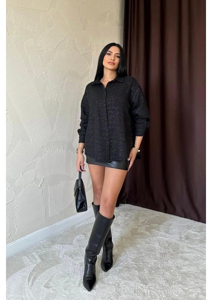 Siyah Işıltılı Gömlek modelleri
