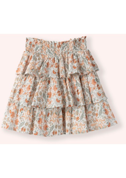 Kız Çocuk Desenli Ekru Etek