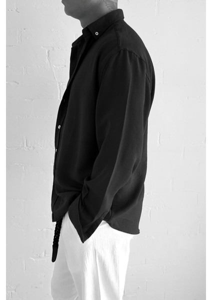 Oversize Basic Rahat Gömlek Siyah fırsatları