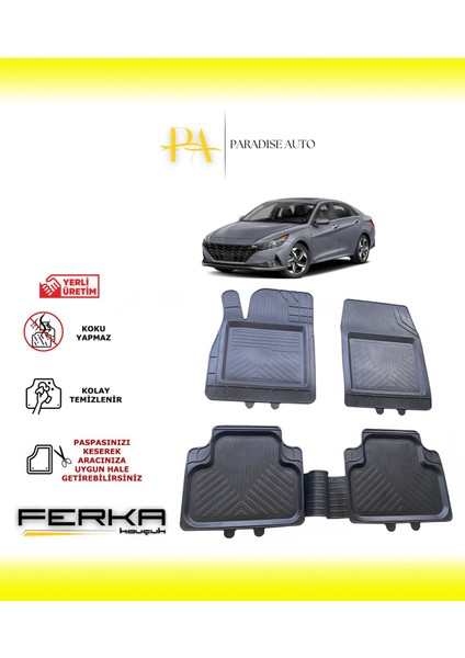 Hyundai Elantra 7 2020 ve Üstü Uyarlanabilir Universal Havuzlu Paspas