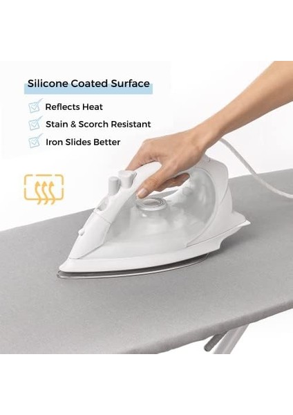 4 Katmanlı Ütü Masası Kılıfı,ütü Masası Örtüsü,ütü Masası Bezi,silikon Kaplı Isı Dayanıklı 55X135 cm Gri Renk modelleri