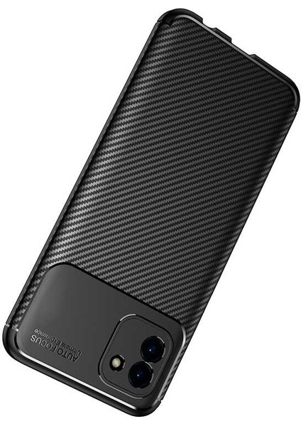 Galaxy A03 Kılıf Kamera Korumalı Karbon Desenli Lux Negro Silikon - Siyah + Tam Kaplayan Ekran Koruyucu