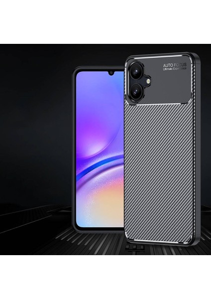 Galaxy A06 Kılıf Kamera Korumalı Karbon Desenli Lux Negro Silikon - Siyah + Tam Kaplayan Ekran Koruyucu