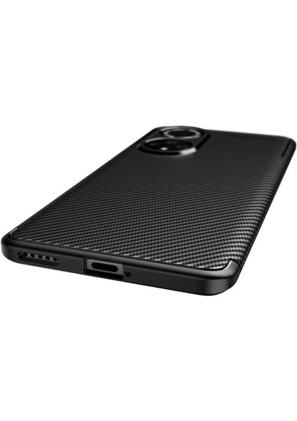 Huawei Honor 50 Kılıf Kamera Korumalı Karbon Desenli Lux Negro Silikon - Siyah + Tam Kaplayan Ekran Koruyucu fırsatları