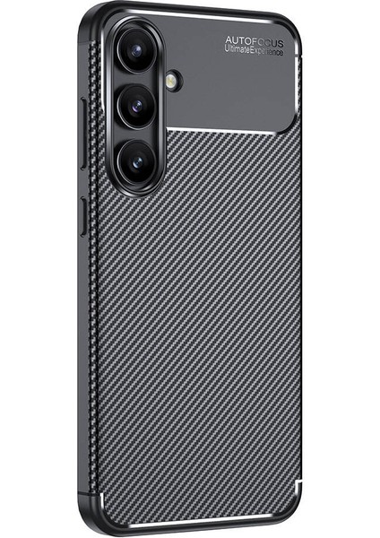 Galaxy S24 Fe Kılıf Kamera Korumalı Karbon Desenli Lux Negro Silikon - Siyah + Tam Kaplayan Ekran Koruyucu