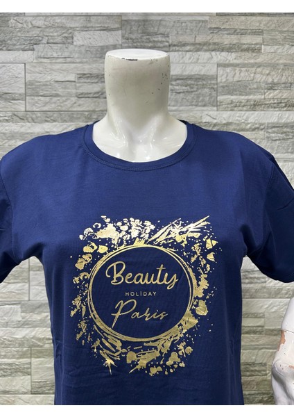 Büyük Beden Yeni Sezon Rahat Konfor Modeli Baskılı Kısa Kollu Penye T-Shirt modelleri