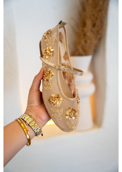 Barbs Boncuk Işlemeli Fileli Kadın Terlik