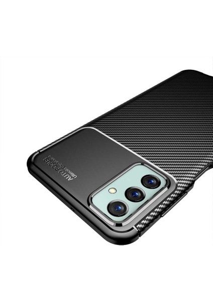 Galaxy M23 Kılıf Kamera Korumalı Karbon Desenli Lux Negro Silikon - Siyah + Tam Kaplayan Ekran Koruyucu