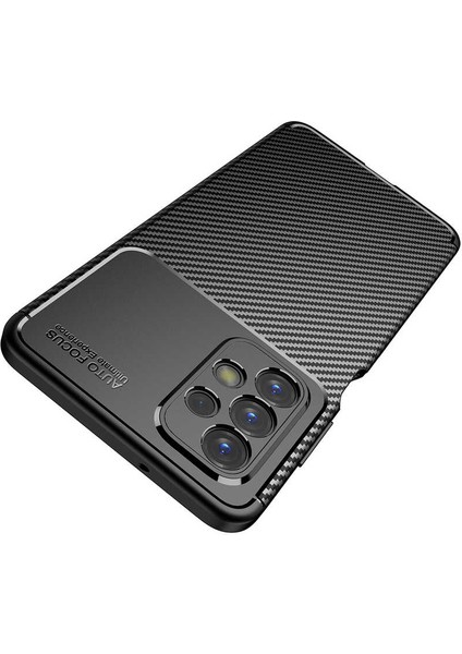 Galaxy A23 Kılıf Kamera Korumalı Karbon Desenli Lux Negro Silikon - Siyah + Tam Kaplayan Ekran Koruyucu