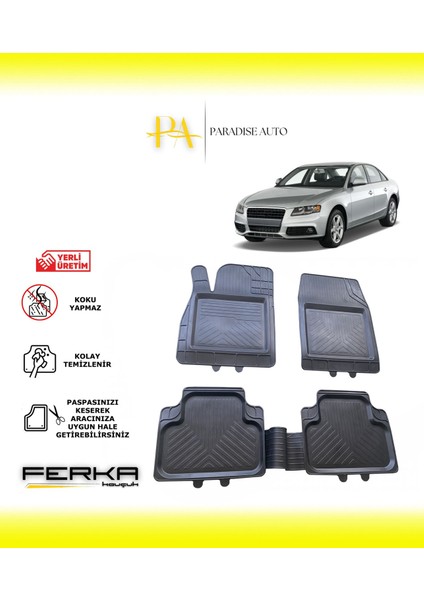 Audi A4 2008-2016 Uyarlanabilir Universal Havuzlu Paspas