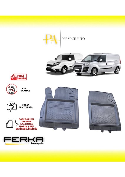 Fiat Doblo Ön 2 Parça 2010-2019 Uyarlanabilir Universal Havuzlu Paspas