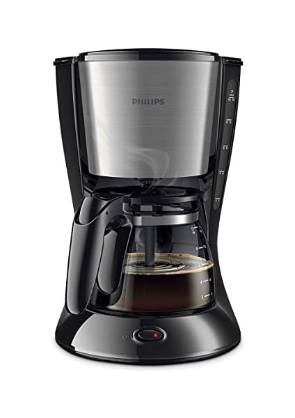 HD7462/20 Kahve Makinesi, Cam Sürahi, 1.2l Kapasite, Makinede Yıkanabilir, 1000 W, Siyah, Metal
