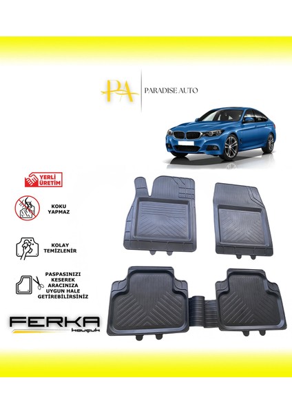 Bmw 3 Serisi Gran Tourismo F34 2016-2020 Uyarlanabilir Universal Havuzlu Paspas