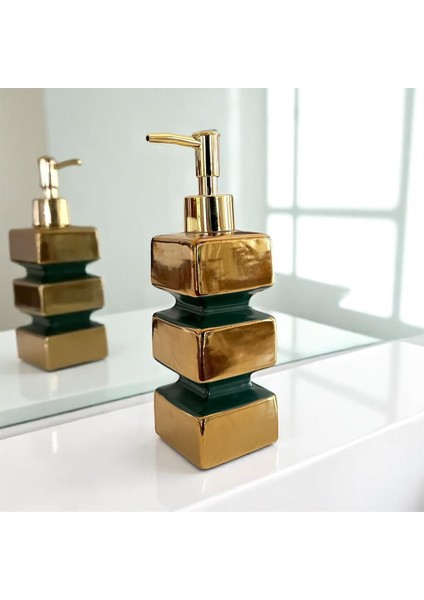 Gold Detaylı Lüks Seramik Sabunluk – Modern Geometrik Tasarım (El Yapımı)