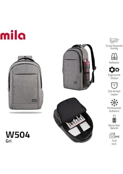 Seri W504 15.60&apos;&apos; KI3-01-003 Network 4 Serisi Reflektörlü, Macbook, Macair Ile Uyumlu Laptop Sırt Çantası - Gri fiyatları