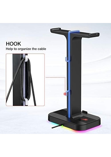 Kulaklık Standı Rgb Dual Balance 2 USB Bağlantısı, Masaüstü Kulaklık Standı, Dayanıklı Oyun Kulaklığı Tutucu, Pc Oyuncu Kulaklık Aksesuarı Için, Siyah (TH650) modelleri