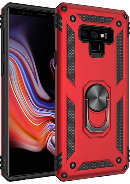 Samsung Galaxy Note 9 Için Kılıf Military Ring Holder Kırmızı [galaxy Note 9 ile Uyumlu Kılıf - Kırmızı]