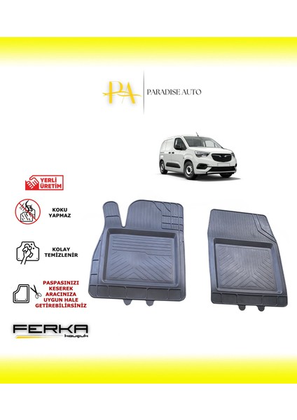 Opel Combo E Ön 2 Parça 2018 ve Üstü Uyarlanabilir Universal Havuzlu Paspas