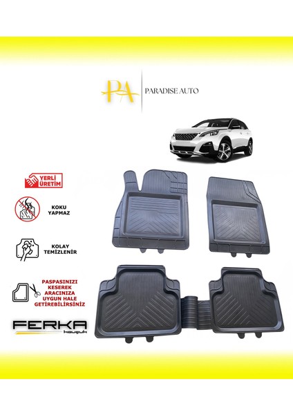 Peugeot 3008 Active 2016 ve Üstü Uyarlanabilir Universal Havuzlu Paspas