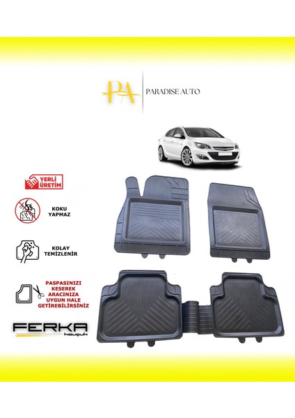 Opel Astra J Sedan 2010-2015 Uyarlanabilir Universal Havuzlu Paspas