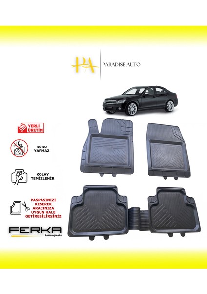 Mercedes C Serisi W204 2007-2014 Uyarlanabilir Universal Havuzlu Paspas
