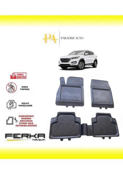 Hyundai Tucson 3 2015-2021 Uyarlanabilir Universal Havuzlu Paspas