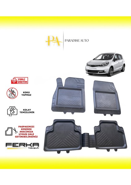 Renault Scenic 3 2009-2016 Uyarlanabilir Universal Havuzlu Paspas