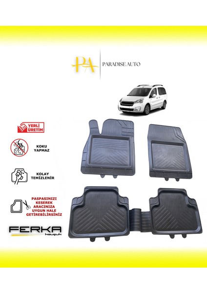 Peugeot Partner Tepee 2 2008-2019 Uyarlanabilir Universal Havuzlu Paspas