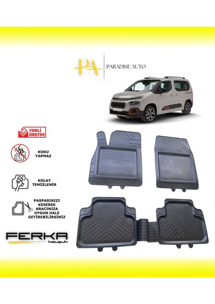 Citroen Berlingo 3 2019 ve Üstü Uyarlanabilir Universal Havuzlu Paspas