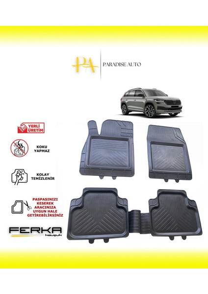 Skoda Kodiaq 2017-2023 Uyarlanabilir Universal Havuzlu Paspas