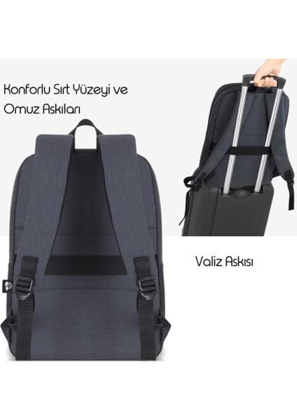 Unicity Eco MCC-1103 Çevre Dostu Laptop Sırt Çantası, Su Geçirmez Notebook Çantası, Macbook Air/pro ile Uyumlu Sırt Çantası, Erkek Kadın Bilgisayar Çantası, Siyah