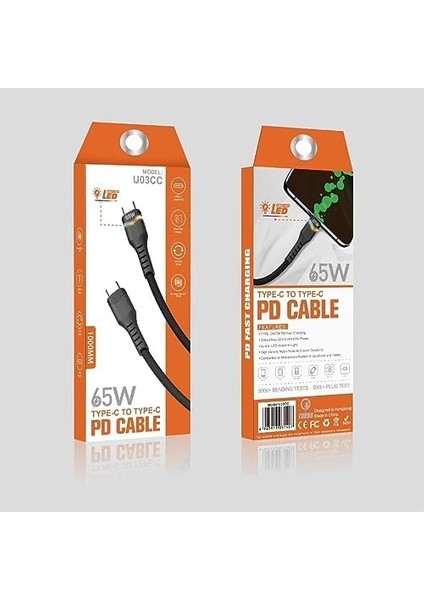 Nr9 Type-C To Type-C Iphone Android Uyumlu 65W Pd LED Işıklı Kablo Hızlı Şarj Örgü Kablo modelleri