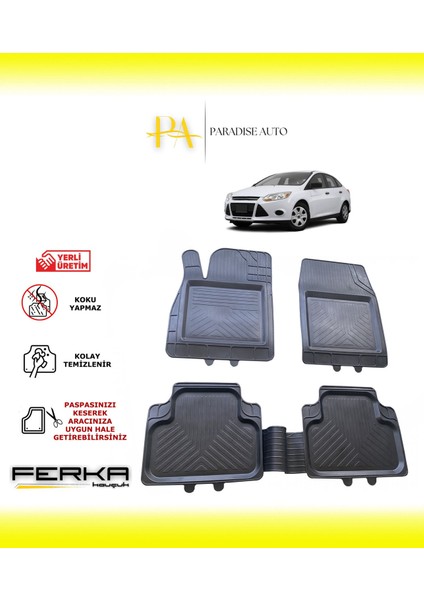 Ford Focus 3 2011-2015 Uyarlanabilir Universal Havuzlu Paspas