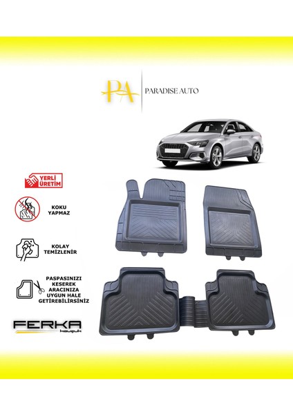 Audi A3 2020 ve Üstü Uyarlanabilir Universal Havuzlu Paspas