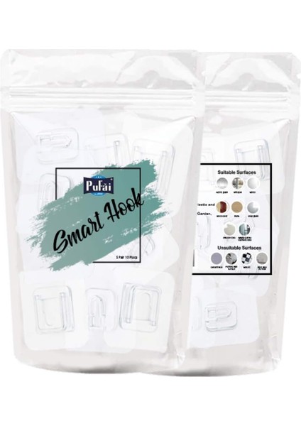 Çift Taraflı Yapışkanlı Banyo Mutfak Ofis Askısı Şeffaf Askı Suya Dayanıklı 5 Set 10 Parça