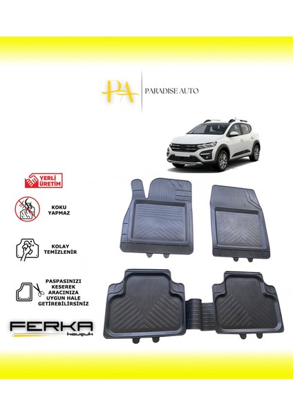 Dacia Sandero 2020 ve Üstü Uyarlanabilir Universal Havuzlu Paspas