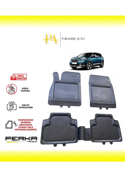 Peugeot 5008 Access 2016 ve Üstü Uyarlanabilir Universal Havuzlu Paspas