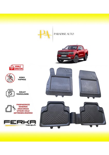 Ford Ranger 4-5 2022 ve Üstü Uyarlanabilir Universal Havuzlu Paspas