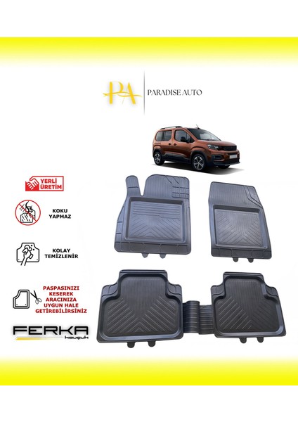 Peugeot Rifter 2019 ve Üstü Uyarlanabilir Universal Havuzlu Paspas