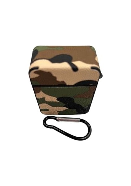 Airpods 1/2 Nesil ile Uyumlu Kamuflaj Desenli Premium Koruyucu Kılıf + Karabina Klipsli, Dayanıklı ve Şık Silikon Kılıf (No2)