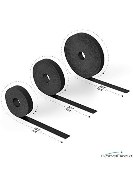 – Cırt Kablo Bağı – 15 M×12,5mm – Istenen Boyutta Kesilebilir, Yeniden Kullanılabilir (Kesilebilir Cırt Rulosu, Tekrar Kapatılabilir Bant Kabloları Vs. Bağlar, Siyah)