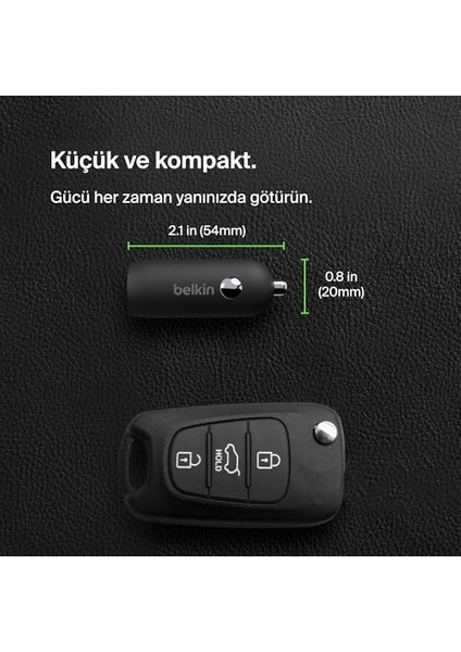 Boost↑charge™ 30W Hızlı Araç Şarj Cihazı, Usb-C Güç Dağıtım Portlu Kompakt Tasarım, Usb-C - Lightning Ara Kablosu Dahil, Iphone 16 Serisi, Ipad ve Daha Fazlası Için Evrensel Uyumluluk - Siyah modelleri